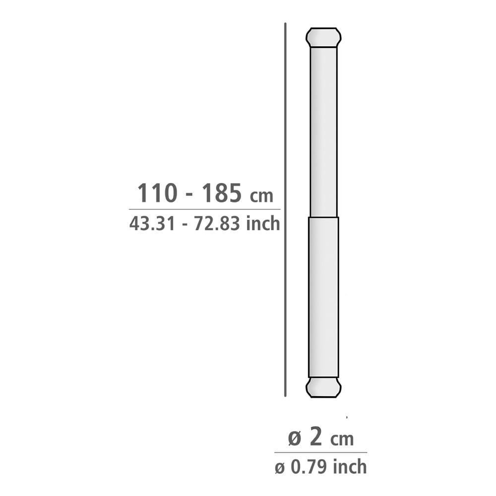Teleskopická tyč v striebornej farbe na sprchový záves Wenko, ø 2 cm; dĺžka 110 - 185 cm