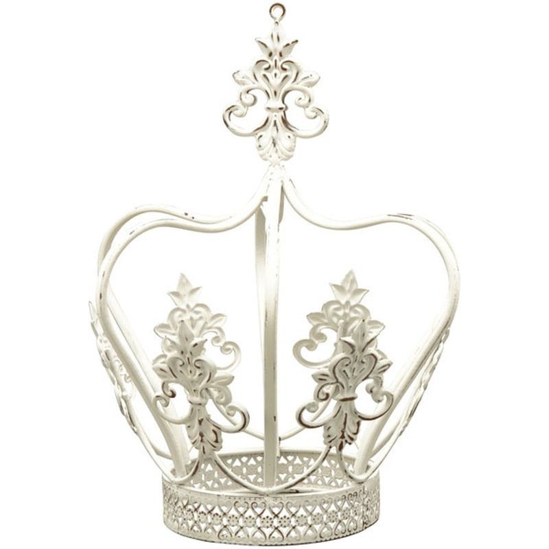 Béžový antik kovový svietnik v tvare koruny ClairBlanc - Ø 17,5*22cm