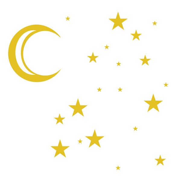 Pieris design Mesiac s hviezdami - sada detských samolepiek na stenu žltá medová