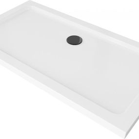 MEXEN/S - Flat sprchová vanička obdĺžniková slim 130 x 70 cm, biela + čierny sifón 40107013B