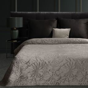 DomTextilu Elegantný grafitový prehoz na posteľ s reliefnym vzor ľalie Šírka 280 cm / Dĺžka 260 cm 47211-218816