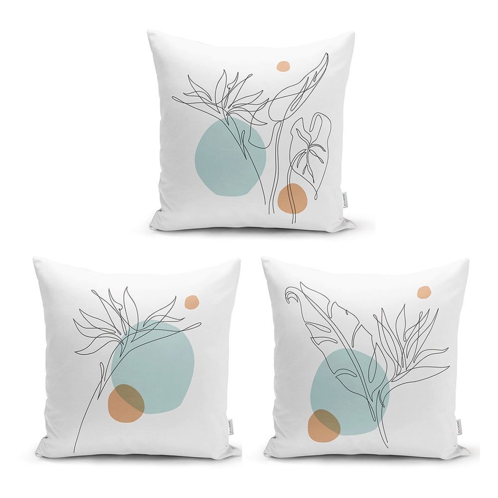 Súprava 3 obliečok na vankúše Minimalist Cushion Covers Drawing Modern, 45 x 45 cm