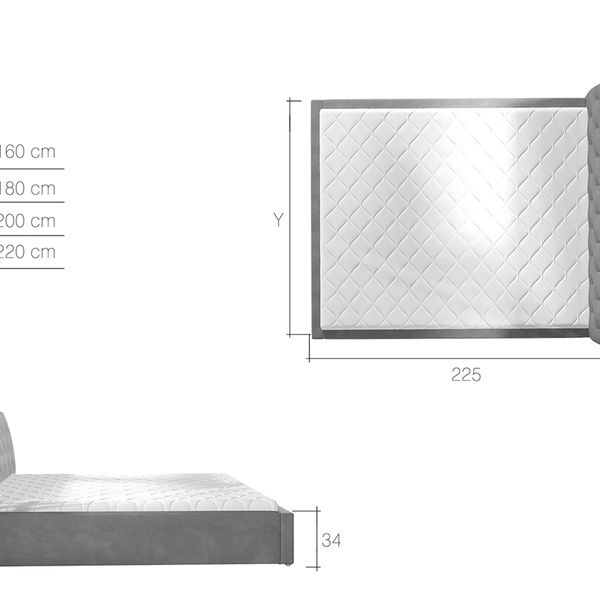 Čalúnená manželská posteľ s roštom Monzo UP 140 - tmavosivá