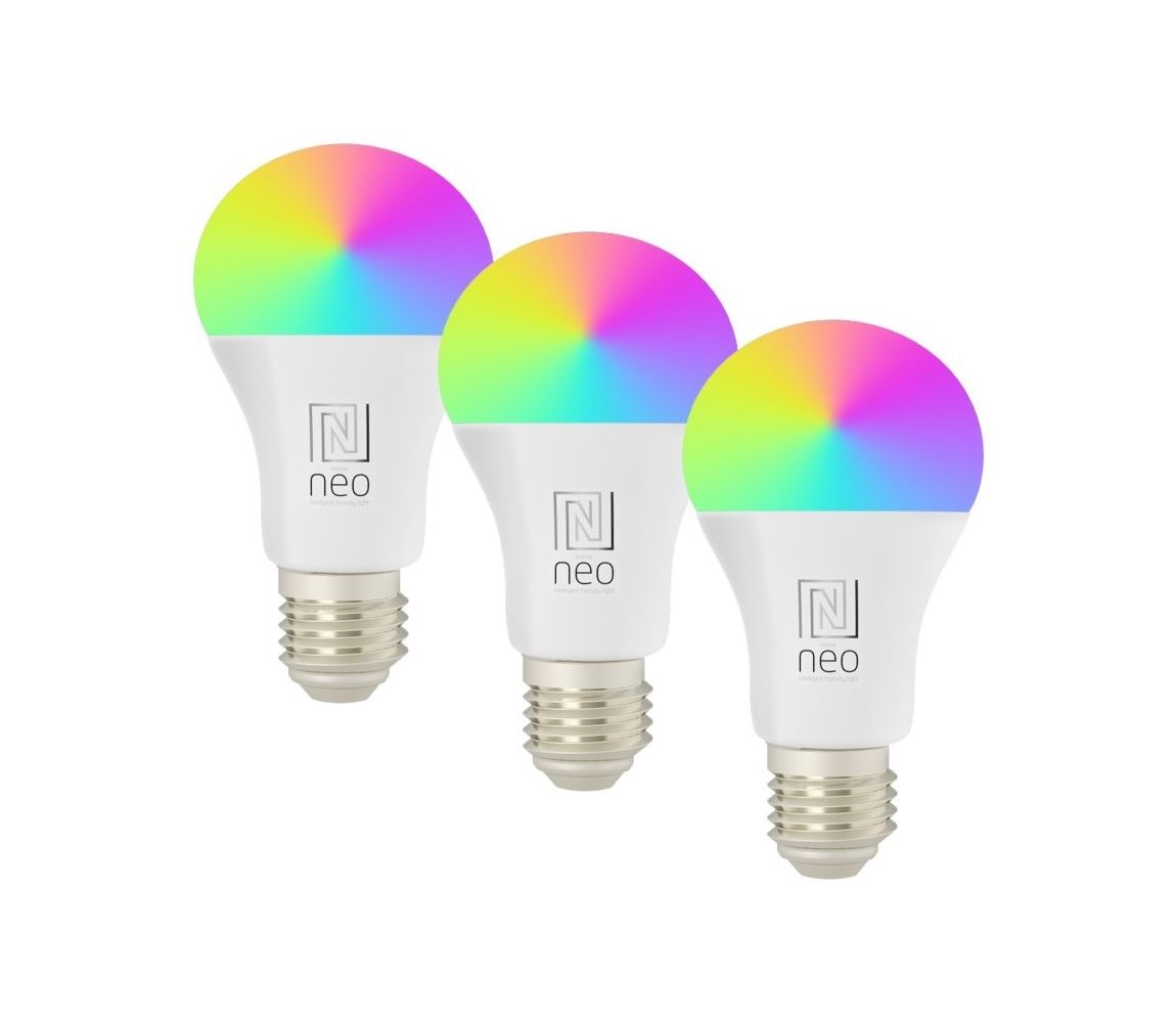 Immax NEO 07733CDO-SADA 3xLED RGB Stmievateľná žiarovka E27/11W/230V Wi-Fi Tuya+DO