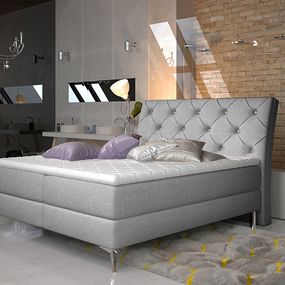 Čalúnená manželská posteľ s úložným priestorom Amika 160 - svetlosivá