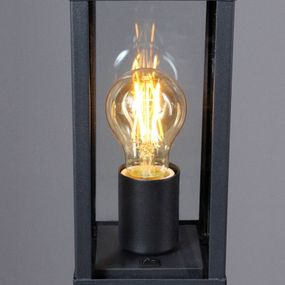 Eco-Light Chodníkové svietidlo Karo so snímačom súmraku, odliatok hliníkovej zliatiny, číre sklo, E27, 60W, P: 11 cm, L: 11 cm, K: 100cm