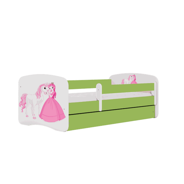 Letoss Detská posteľ BABY DREAMS 180/80- Princezná a koník Zelená S matracom Bez uložného priestoru