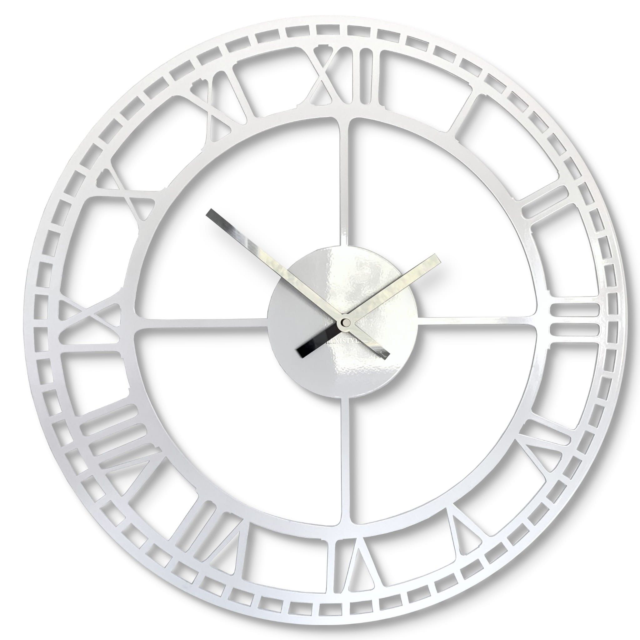 DomTextilu Kovové biele nástenné hodiny vintage 50 cm 57419
