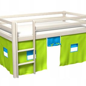 Látkový záves - domček do vyvýšenej postele BERTÍK - zelený
