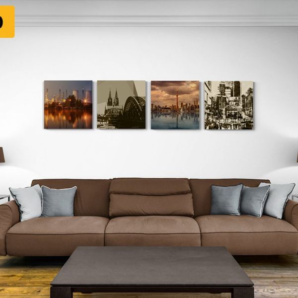 Set obrazov priemyselné mesto s abstrakciou - 4x 60x60