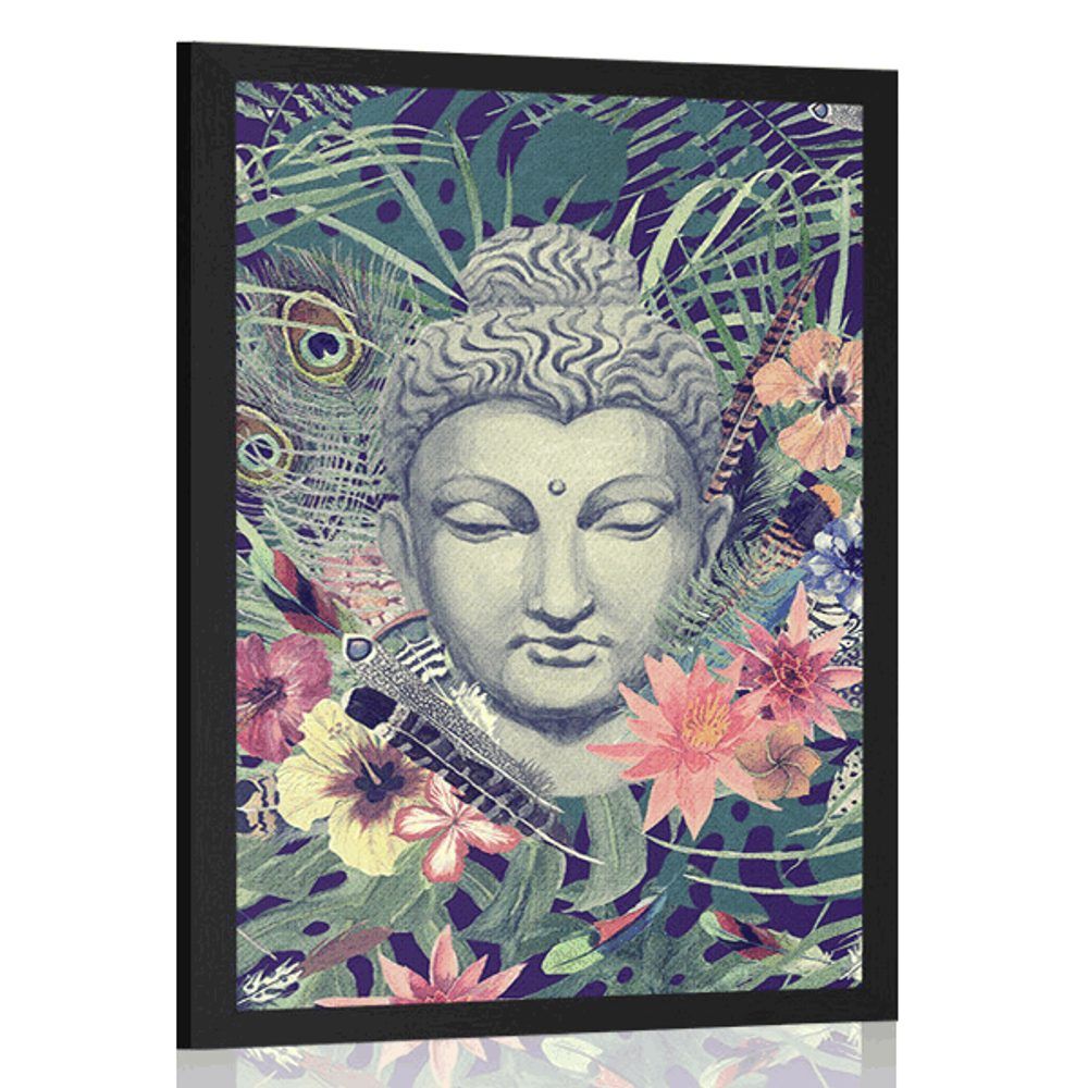 Plagát Budha na exotickom pozadí - 20x30 silver