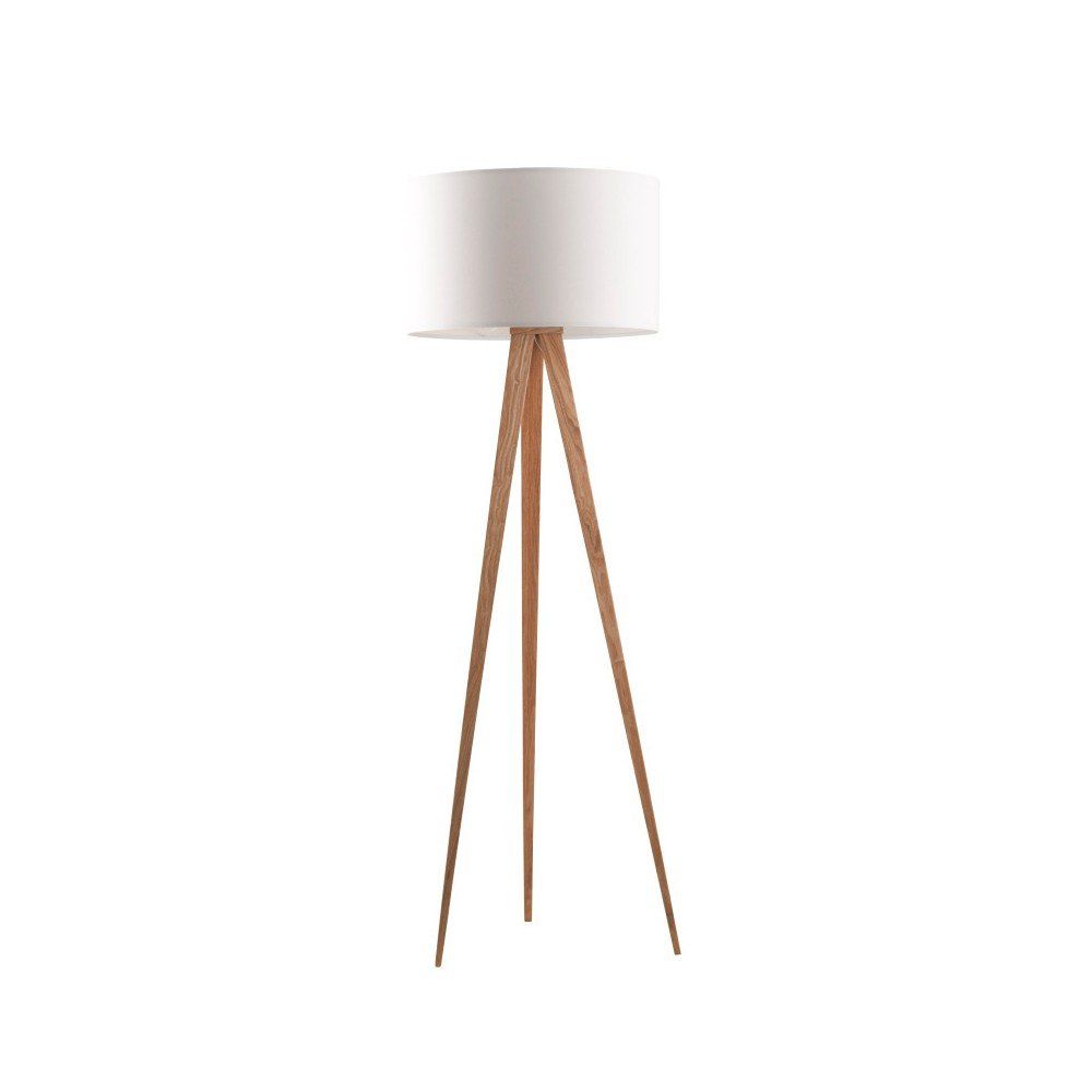 Biela stojacia lampa Zuiver Tripod Wood