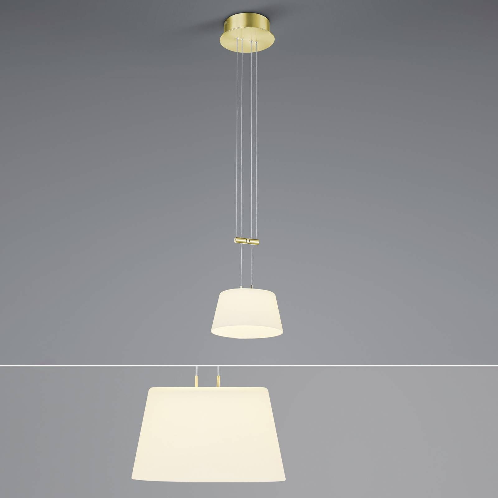 BANKAMP Conus závesné LED svietidlo, 1-pl., mosadz, Obývacia izba / jedáleň, hliník, sklo, 18W, K: 12.5cm