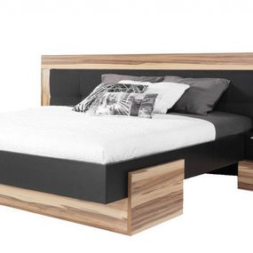 Manželská posteľ reno 160x200cm - orech baltimore / čierny lux