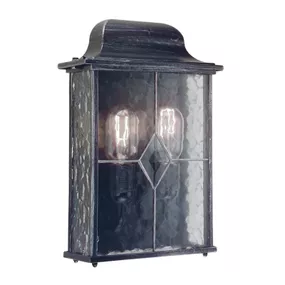 Elstead Nástenné svietidlo Wexford WX7, polovičná lucerna, kov, štruktúrované sklo, E27, 60W, L: 22.1 cm, K: 33.8cm