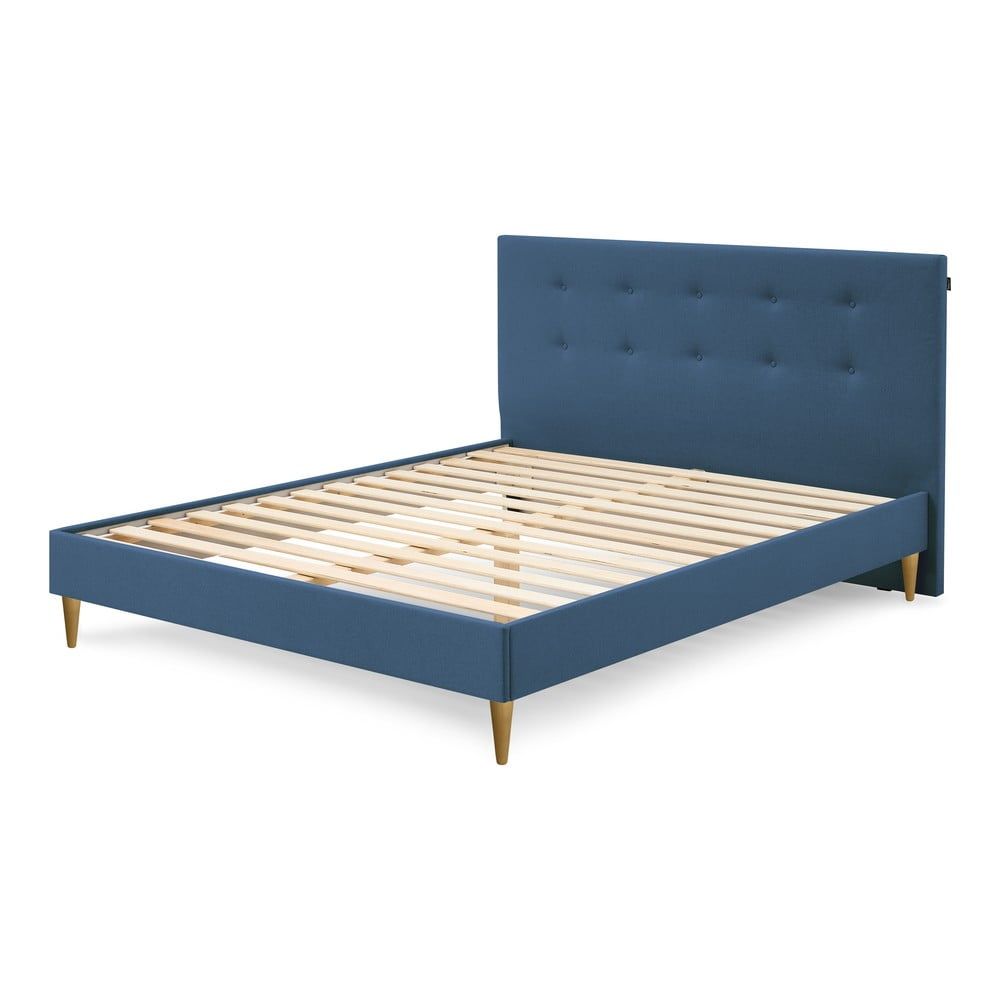 Modrá dvojlôžková posteľ Bobochic Paris Rory Light. 160 x 200 cm