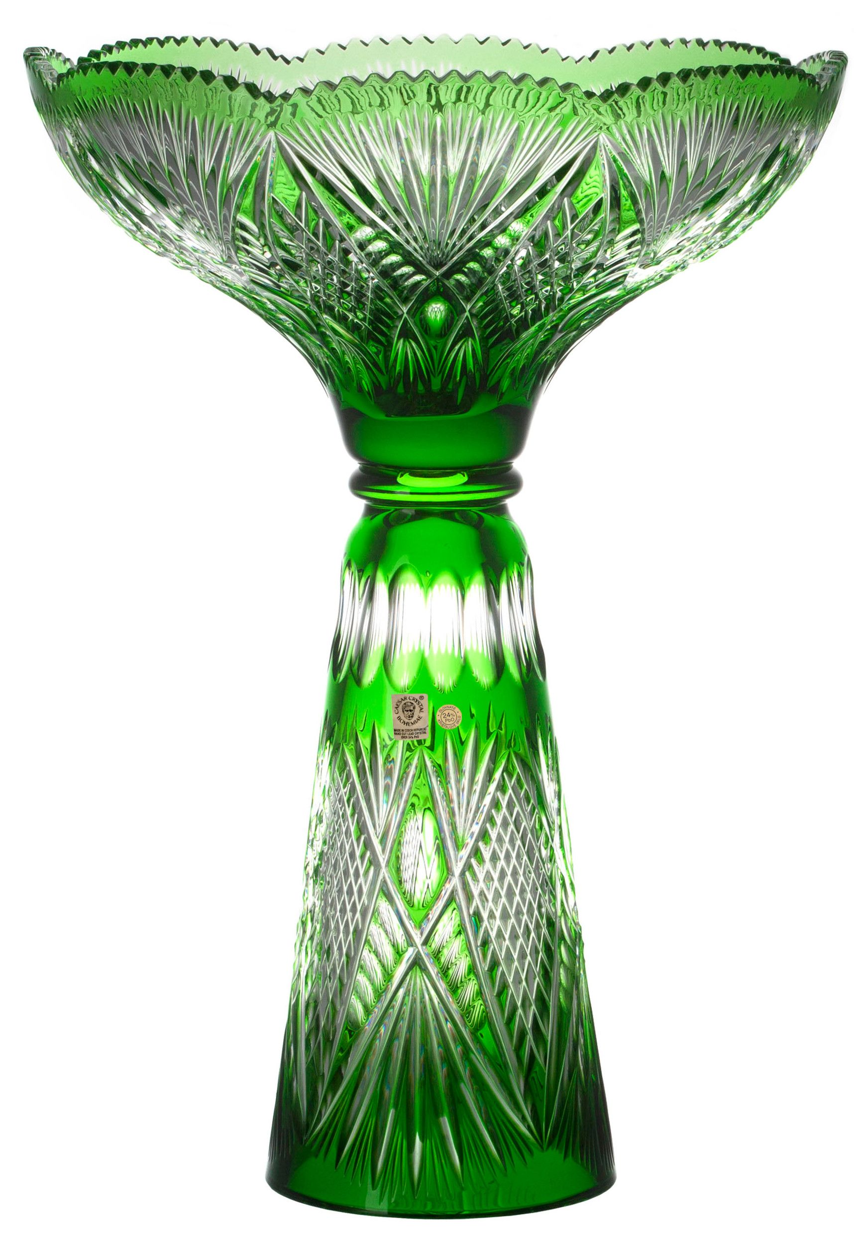 Krištáľová váza Gabriela, farba zelená, výška 465 mm