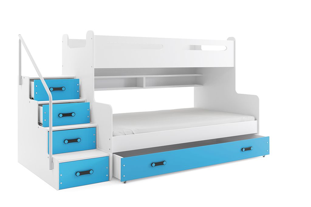 MAX 3 - Poschodová posteľ rozšírená - 200x120cm - Biely - Modrý