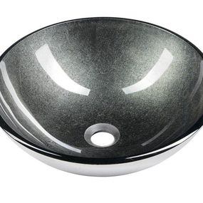 SAPHO - SKIN sklenené umývadlo na dosku Ø 42 cm, sivá metalíza 2501-16