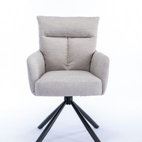 Estila Dizajnová moderná otočná stolička Dover s béžovým čalúnením a čiernymi nohami 93cm