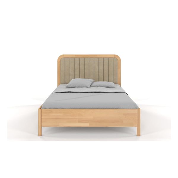 Tmavá prírodná dvojlôžková posteľ z bukového dreva Skandica Visby Modena, 160 x 200 cm