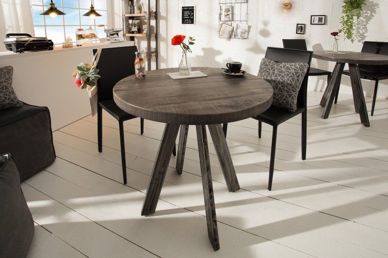 Germany24 - Jedálenský stôl Iron Craft 80cm okrúhly mango šedý