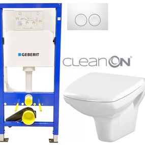 GEBERIT DuofixBasic s bielym tlačidlom DELTA21 + WC CERSANIT CLEANON CARINA + SEDADLO 458.103.00.1 21BI CA1