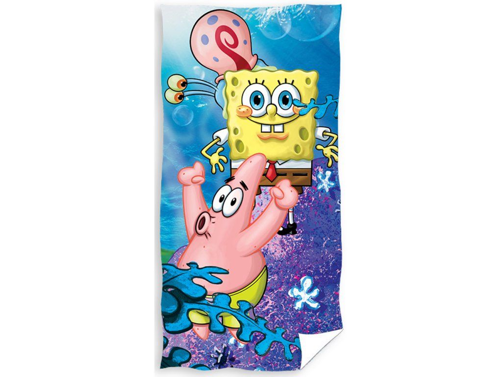 Detská osuška  Sponge Bob Hrátky s Garym 70x140 cm