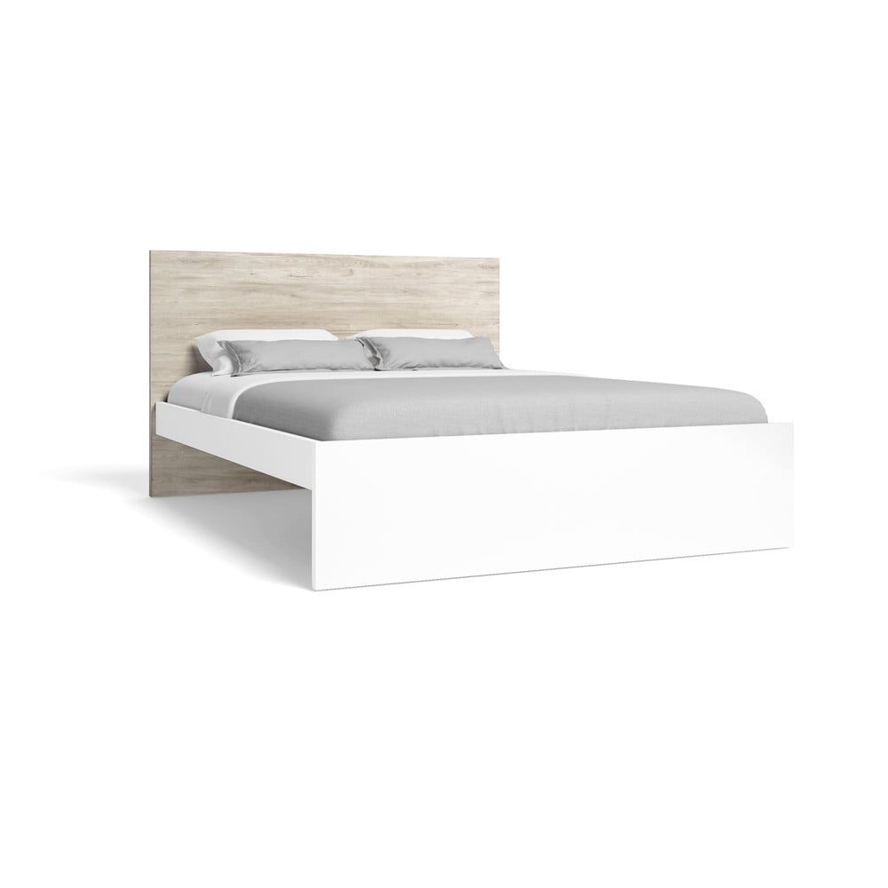 Biela/prírodná dvojlôžková posteľ v dekore duba 160x200 cm Sahara - Marckeric