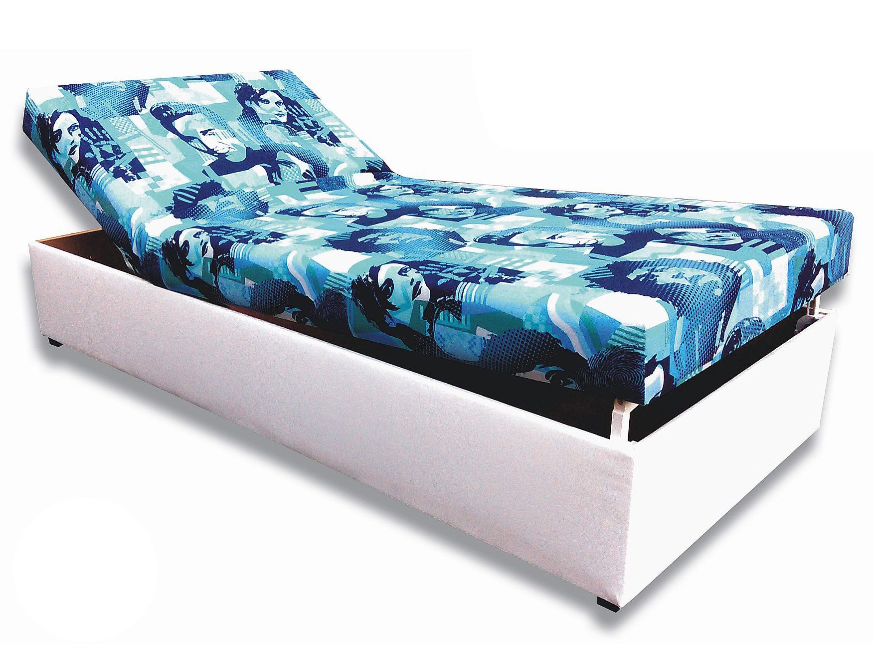 Jednolôžková posteľ (váľanda) 80 cm Darina (Biela koženka + Elvis 2)