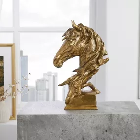 Estila Dizajnová socha koňa Suomin v zlatej farbe z kovovej zliatiny 38cm