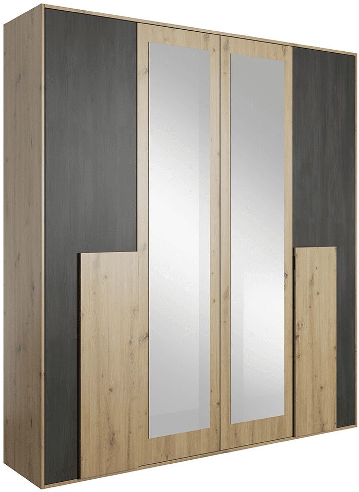 Kondela BAFRA 4D so zrkadlom dub artisan/čierna borovica nórska