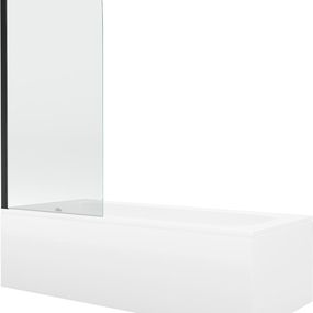 MEXEN/S - Vega obdĺžniková vaňa 180 x 80 cm s panelom + vaňová zástena 70 cm, transparent, čierna 550118080X9007017000