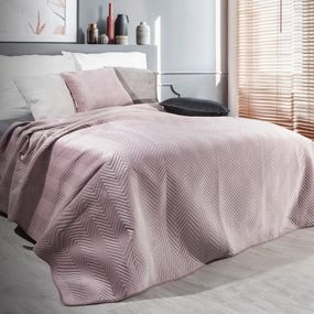 DomTextilu Dekoračný obojstranný prehoz na posteľ púdrovo ružovej farby Šírka: 230 cm | Dĺžka: 260 cm 27505-209346