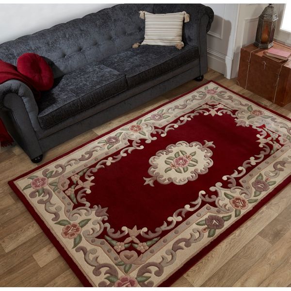 Červený vlnený koberec Flair Rugs Aubusson, 75 × 150 cm