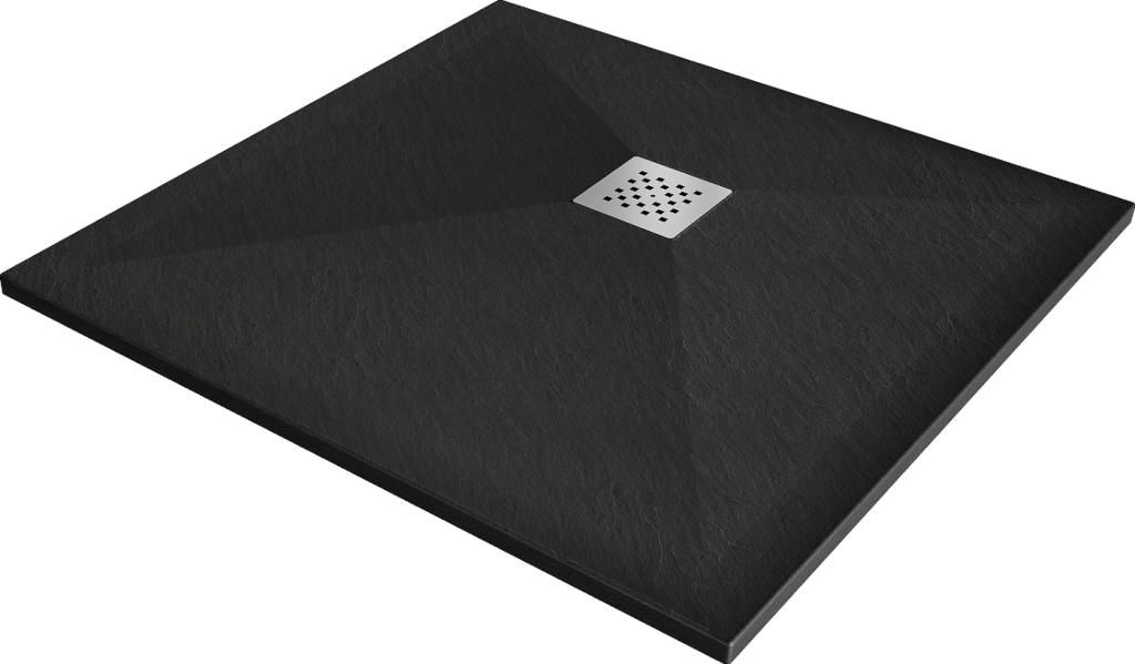 MEXEN - Stone+ Sprchová vanička štvorcová 80x80 cm, čierna 44708080