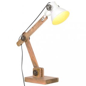 Stolná lampa kov / mangovníkové drevo Dekorhome Biela