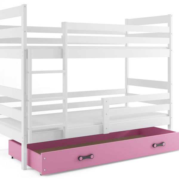 Poschodová posteľ ERIK 2 - 190x80cm - Biela - Ružová