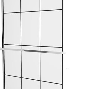 MEXEN/S - KIOTO Sprchová zástena WALK-IN s poličkou a držiakom uterákov 100 x 200 cm, transparent/čierna 8 mm, chróm 800-100-121-01-77