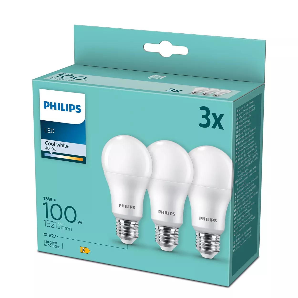 Philips LED 13W/100W 1521lm A67 E27 4000K CW FR ND 3-set