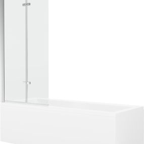 MEXEN/S - Cubik obdĺžniková vaňa 150 x 70 cm s panelom + vaňová zástena 80 cm, transparent, chróm 550315070X9208020100
