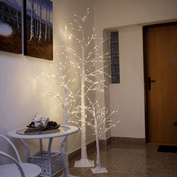TEMPO-KONDELA INGEBORGA, LED vianočné stromčeky, set 3 ks, breza