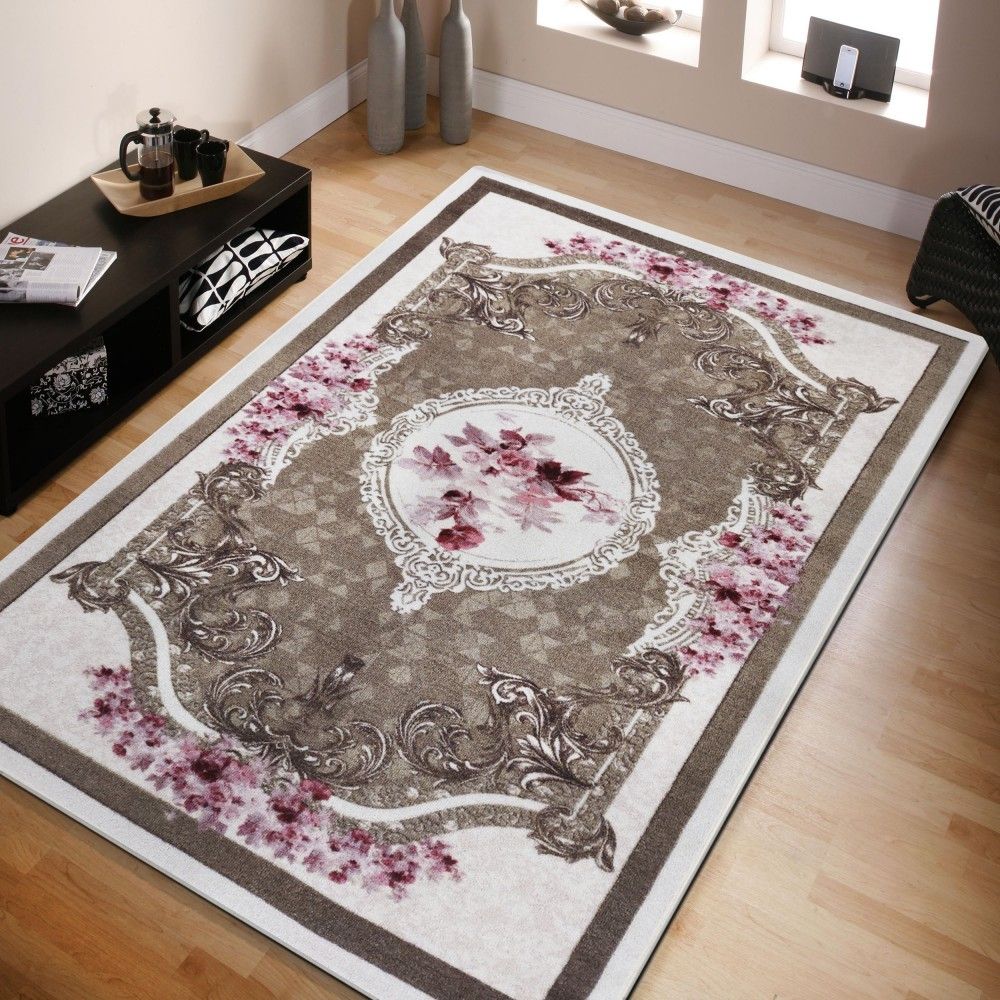 DomTextilu Krásny hnedý koberec s kvetinovým vzorom 43488-204946