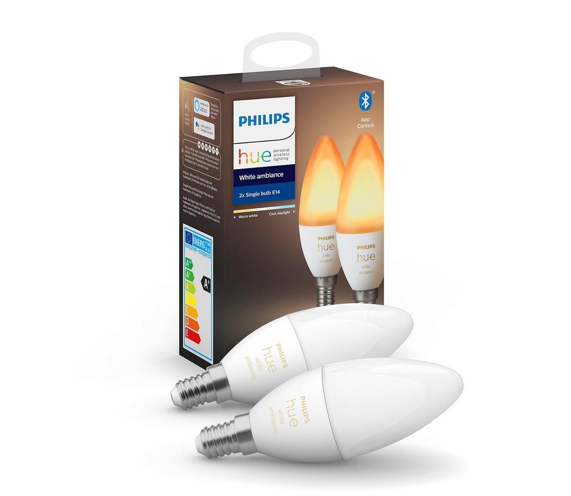 SADA 2x LED Stmievateľná žiarovka Philips Hue WHITE B39 E14/4W/230V 2200K-6500K