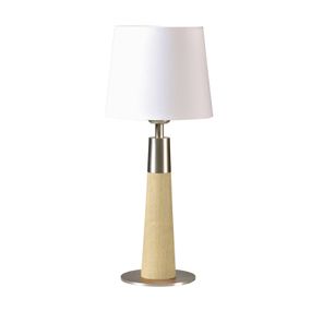 HerzBlut Conico stolná lampa biela dub 44 cm, Obývacia izba / jedáleň, drevo, textil, kov, E27, 60W, K: 44cm