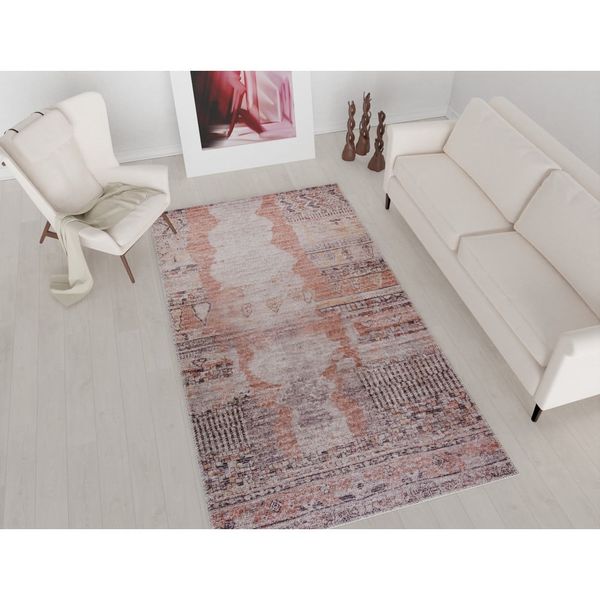 Svetločervený prateľný koberec behúň 200x80 cm - Vitaus