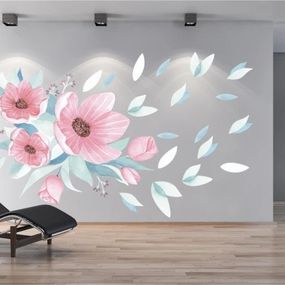 DomTextilu Nálepka na stenu do interiéru kytica ružových kvetov 100 x 200 cm
