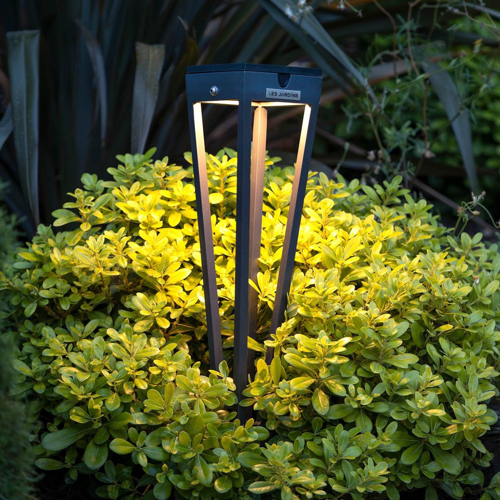 Les Jardins Solárna LED pochodeň Tinka, 52 cm vysoká, sivá, hliník, 2W, P: 13 cm, L: 13 cm, K: 52cm