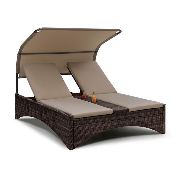 Blumfeldt Eremitage Double Lounger, ležadlo pre 2 osoby, hliníkový rám/ratan, hnedé