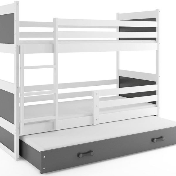 Poschodová posteľ s prístelkou RICO 3 - 200x90cm - Biely - Grafitový